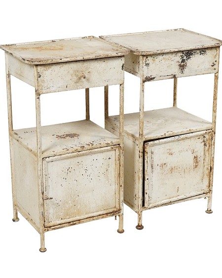 Distressed Metal Bed Side Cabinet 